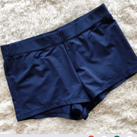 Land’s End bikini swimsuit bottom L deep sea Navy Blue Boyshort Swim Bottoms new - Picture 1 of 2